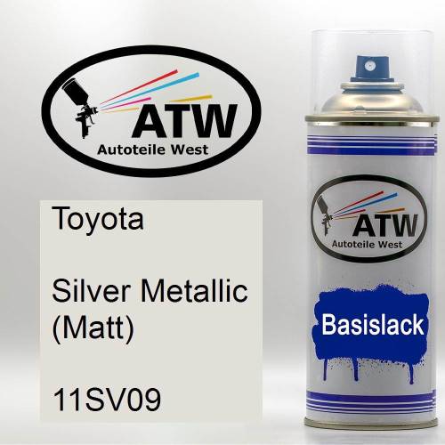 Toyota, Silver Metallic (Matt), 11SV09: 400ml Sprühdose, von ATW Autoteile West.
